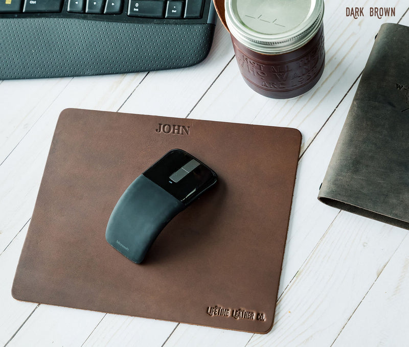 Premium Leather Mouse Pad — Non-Slip, Waterproof, Stitched Edges