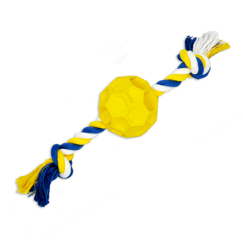 Rubber Soccer Ball Dog Toy with Tug Rope — Durable, Non-Toxic, All Breeds
