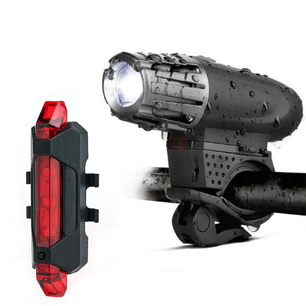 USB Rechargeable Bike Light Set — Front & Rear LED, 4 Modes, Weatherproof