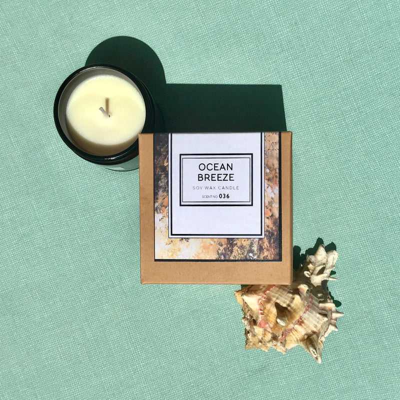 Ocean Breeze Soy Wax Candle — Long Burn, Clean Scent, Zero Soot
