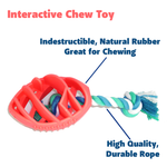 Rubber Football Dog Chew Toy with Tug Rope — Durable, Non-Toxic