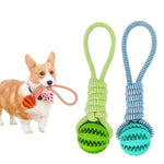Durable Rubber Ball Dog Toy with Cotton Rope — Chew-Proof, Non-Toxic