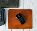 Premium Leather Mouse Pad — Non-Slip, Waterproof, Stitched Edges