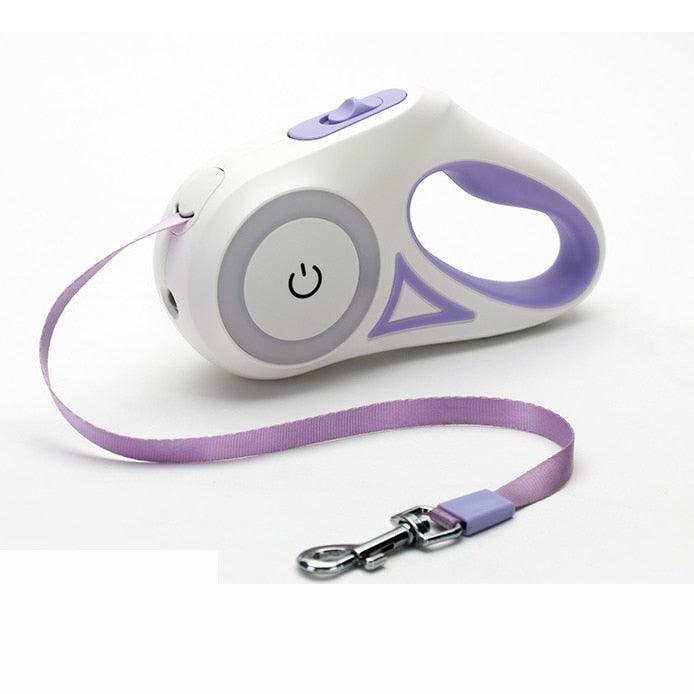 Retractable LED Dog Leash — Safe Night Walks, One-Button Lock, Tangle-Free