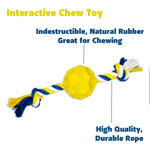 Rubber Soccer Ball Dog Toy with Tug Rope — Durable, Non-Toxic, All Breeds