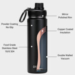 DRINCO® 22oz Stainless Steel Sport Bottle — Stays Cold 24H, Leak-Proof
