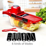 Stainless Steel Vegetable Slicer — 6 Interchangeable Blades, Dishwasher Safe