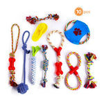 10-Piece Braided Cotton Rope Dog Toy Set — Natural, Non-Toxic, Dental Cleaning