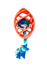 Rubber Football Dog Chew Toy with Tug Rope — Durable, Non-Toxic