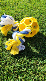 Rubber Soccer Ball Dog Toy with Tug Rope — Durable, Non-Toxic, All Breeds