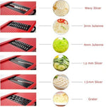 Stainless Steel Vegetable Slicer — 6 Interchangeable Blades, Dishwasher Safe