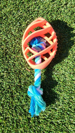 Rubber Football Dog Chew Toy with Tug Rope — Durable, Non-Toxic