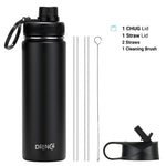 DRINCO® 22oz Stainless Steel Sport Bottle — Stays Cold 24H, Leak-Proof