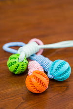 Durable Rubber Ball Dog Toy with Cotton Rope — Chew-Proof, Non-Toxic