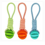 Durable Rubber Ball Dog Toy with Cotton Rope — Chew-Proof, Non-Toxic